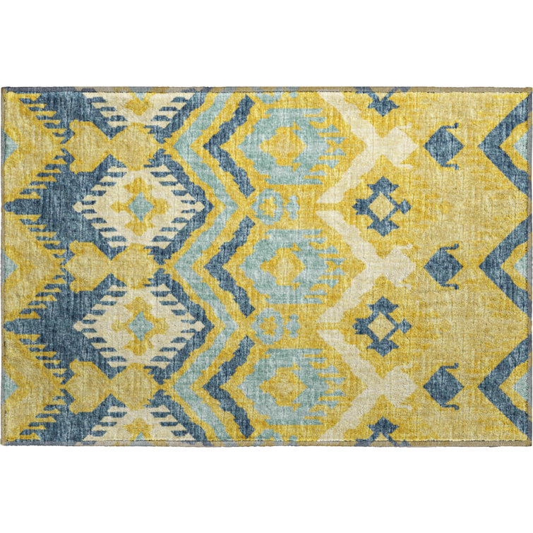 Premium Machine Washable Alliah AMF108 Yellow Rug