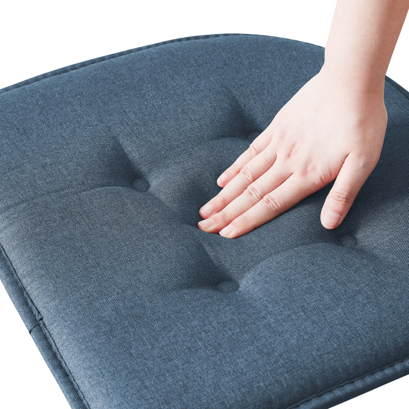 Coussin de siège en mousse à mémoire de forme en U épais et confortable de qualité supérieure Coussin de siège capitonné antidérapant Housse de siège intérieure en caoutchouc antidérapant de 17 po x 16 po pour bureau, chaises de cuisine, paquet de 4 de couleur bleu Demin