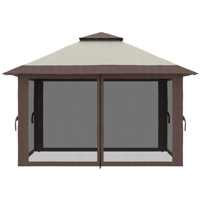 Pop Up Gazebo with Netting - 2-Tier Canopy Tent with Wheeled Carry Bag & Weight Bags