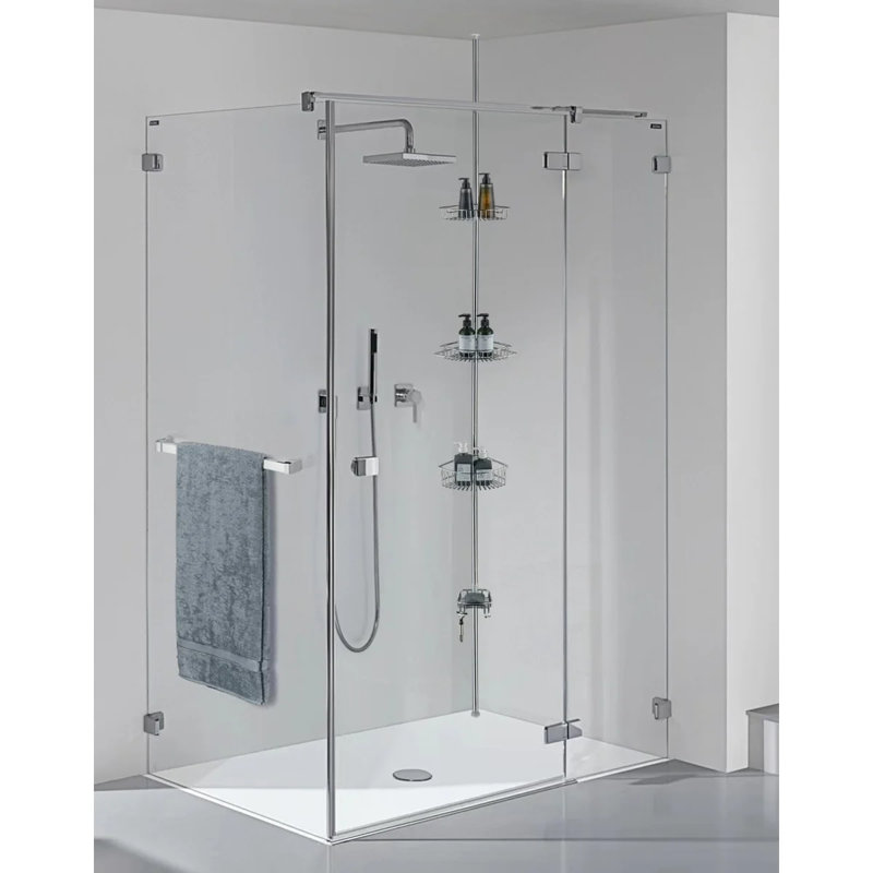 Rustproof Shower Caddy Corner for Bathroom,Bathtub Storage Organizer with Tension Pole, Chrome