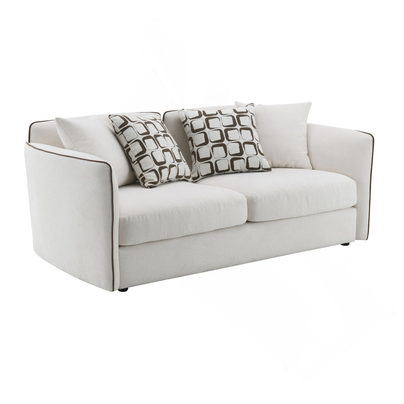 Causeuse en chenille beige avec 4 coussins