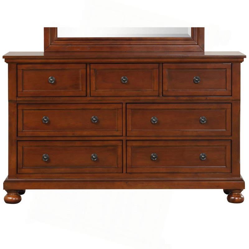 Commode 7 tiroirs avec boutons ronds et pieds en chignon
