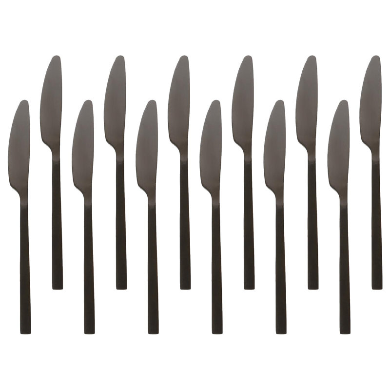 Stainless Steel Dinner Knives - 21cm - Pack of 12, Black