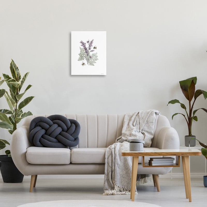 «Bumble Bees & Lavender», art mural sur toile par Cindy Jacobs, H 20 po x l 16 po