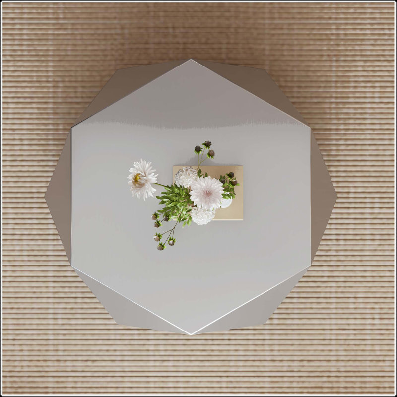 Table basse géométrique en acier inoxydable, Argent