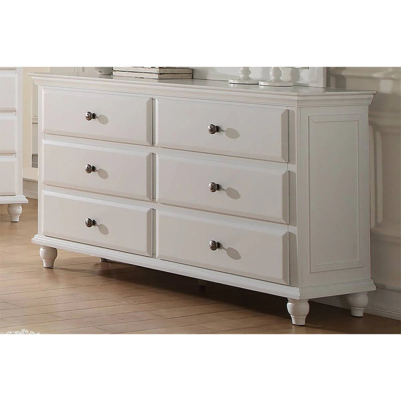 Modern Style 1pc Dresser White Finish Knob Handles Bedroom Furniture