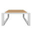 Table basse d'extérieur rectangulaire, structure entièrement en aluminium, plateau de table imitation bois