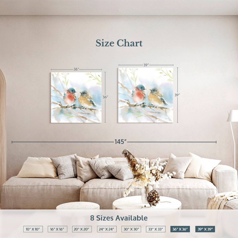 Brampt Bluebird Pair In Spring, 39" H x 39" W