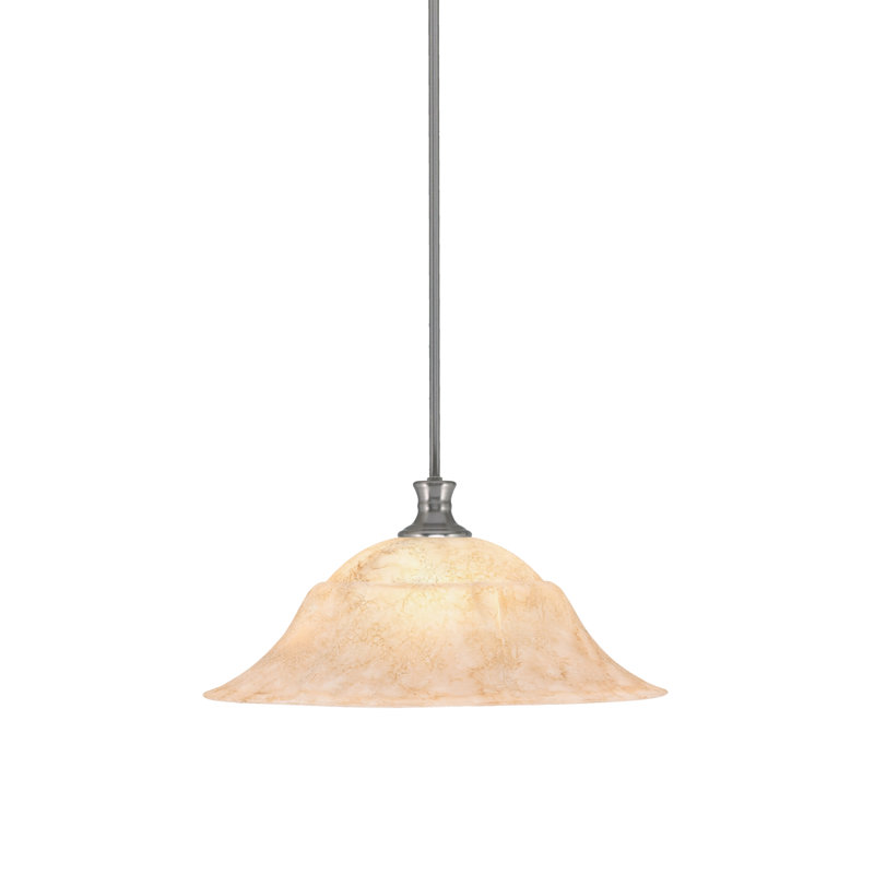 Luminaire suspendu sur pied avec verre en marbre italien de 20 po, Nickel brossé
