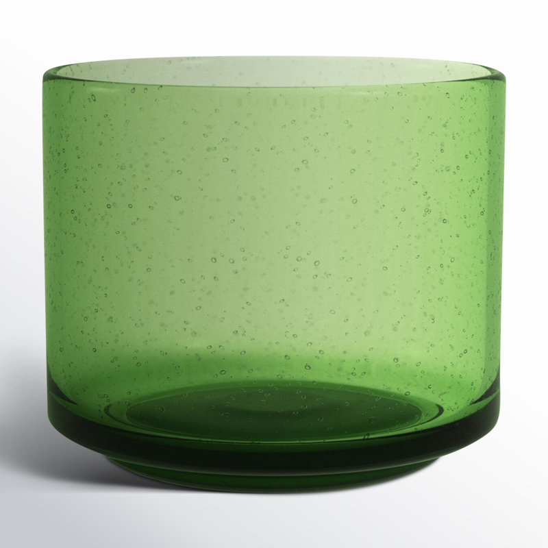 Small Green Hand-Blown Glass Cylinder Table Vase