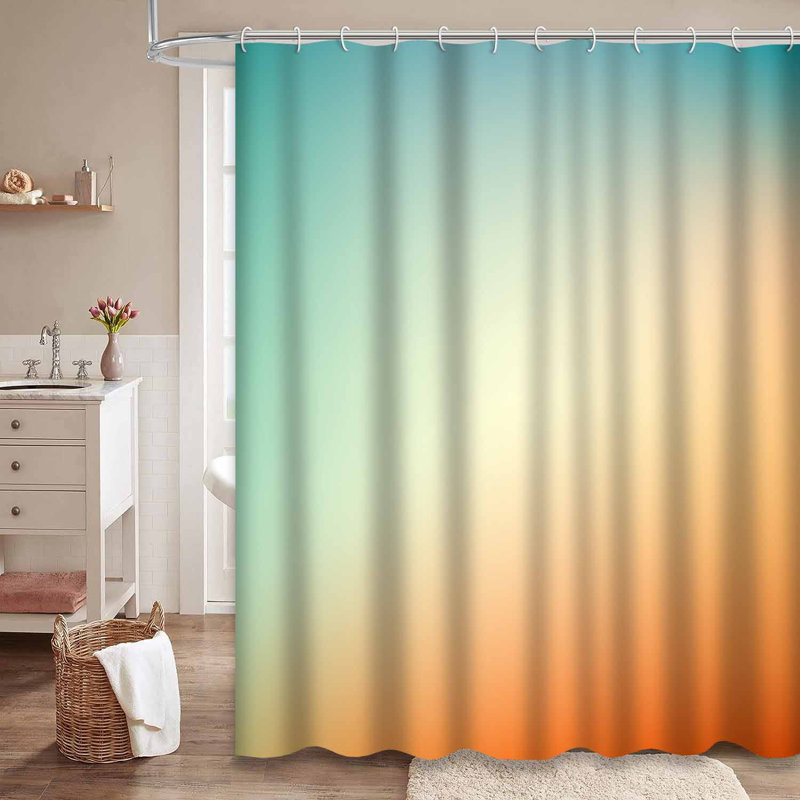 Rideau de douche abstrait à dégradé orange, vert et bleu avec 12 crochets, L 72 po x l 84 po