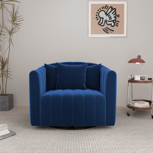 40.3" W Upholstered Swivel Accent Barrel Chair