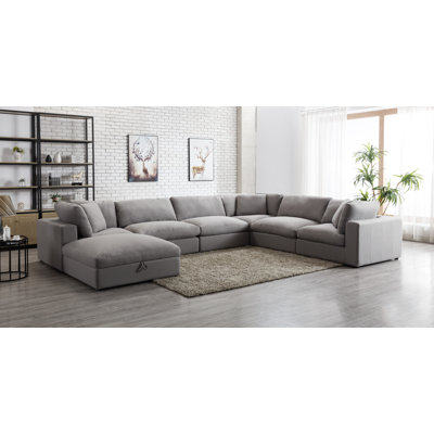 Canapé modulaire réversible en coin avec repose-pieds Albirta