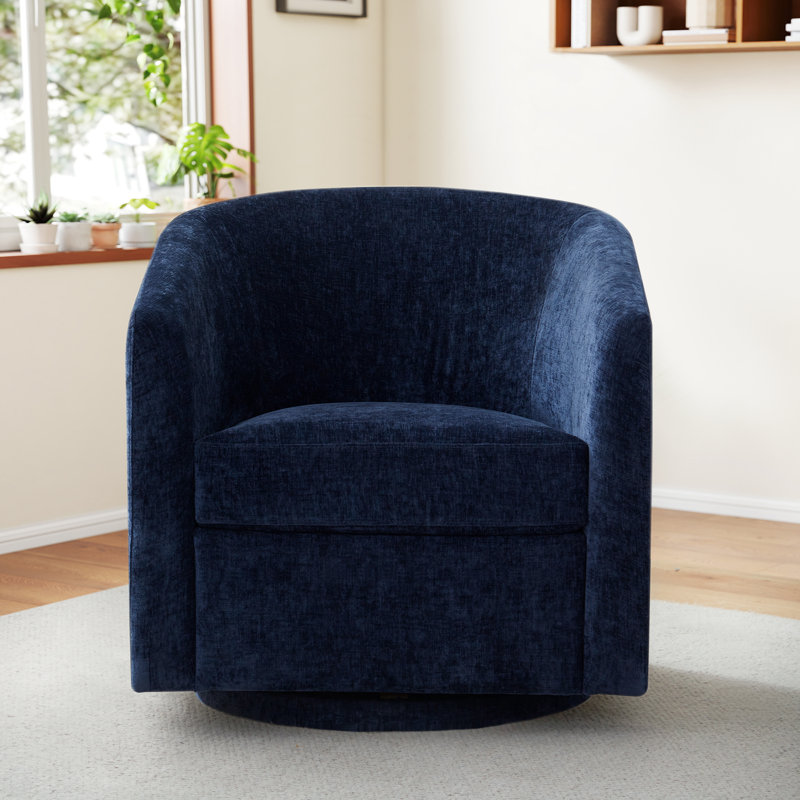 Chenille Upholstered Swivel Accent Chair , Blue