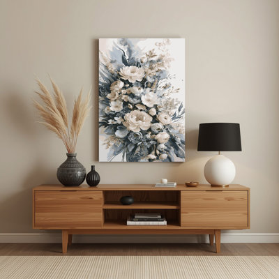 Aquarelle, art floral 5 gris