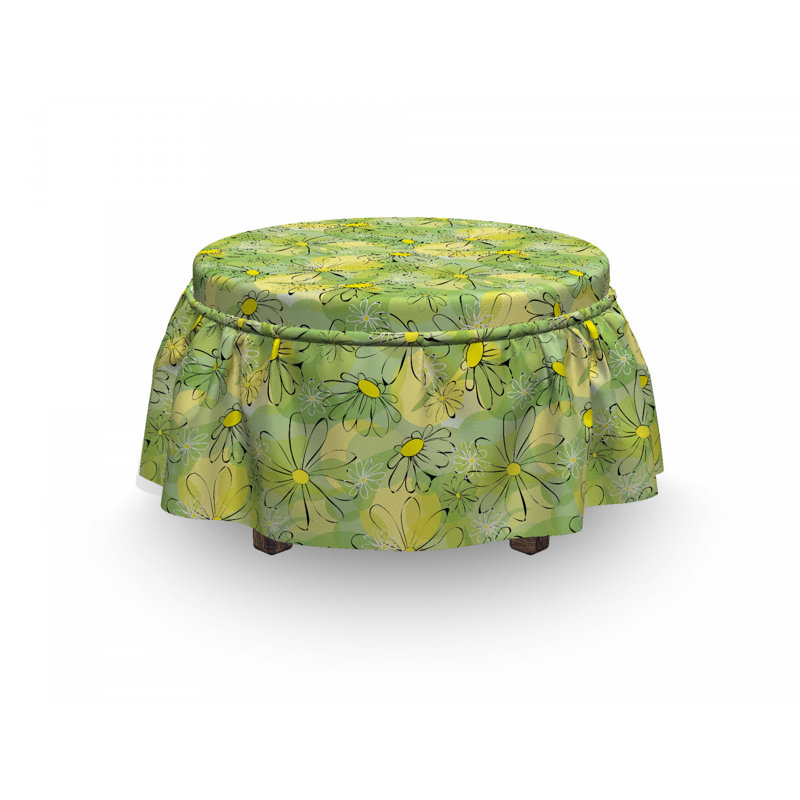 Ensemble de housse pour repose-pieds à coussins carrés 2 pièces floral doodle