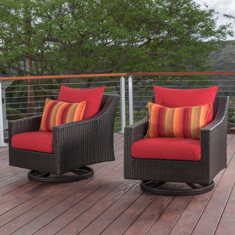 Fionnula Swivel Patio Chair With Sunbrella Cushion Covers, Sunset Red Sunbrella®