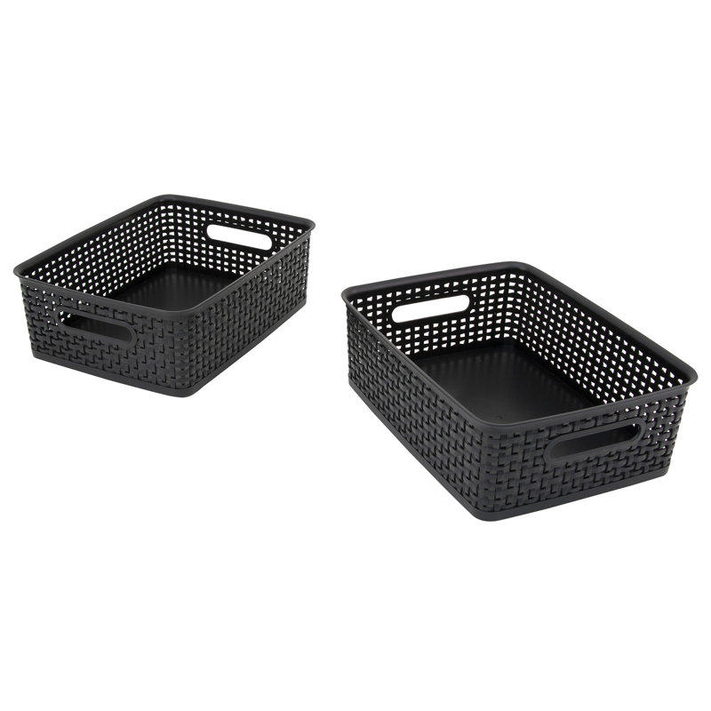  Bacs en plastique noir, moyen, paquet de 2