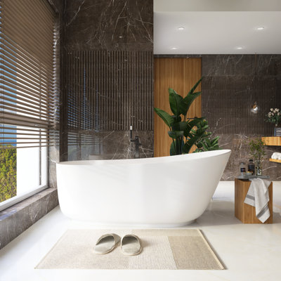 66.9'' x 31.5'' Freestanding Soaking Solid Surface Bathtub