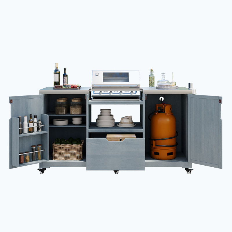 Îlot de cuisine 66,5 po pour l'extérieur, Bleu gris
