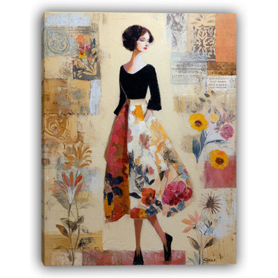 Art sur toile Blossom Poise - Elegant Woman in Floral