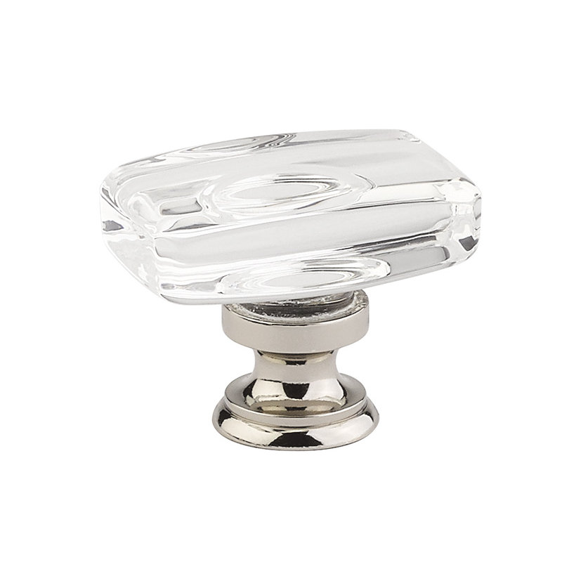 Windsor Crystal Rectangle Knob, Polished Brass