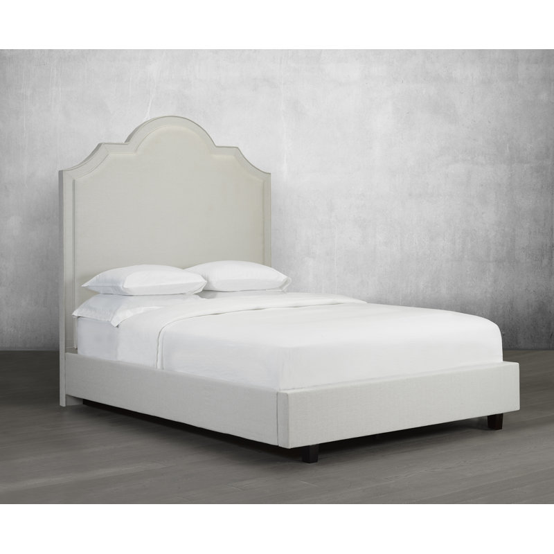Lit plateforme tapissier avec rangement Weern, Denim, Double