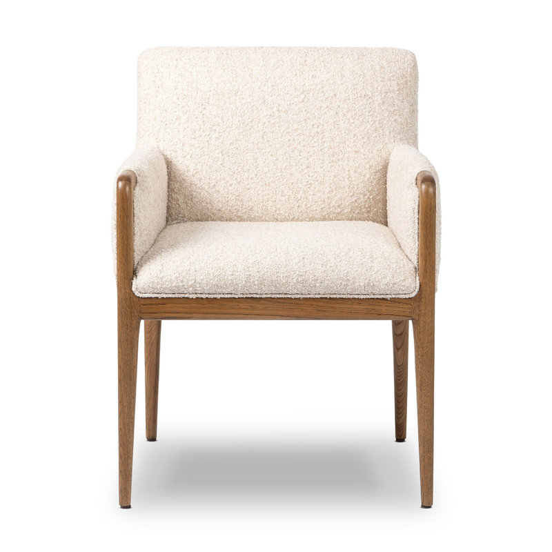 Ledger Upholstered Arm Chair, Cream Polyester Blend