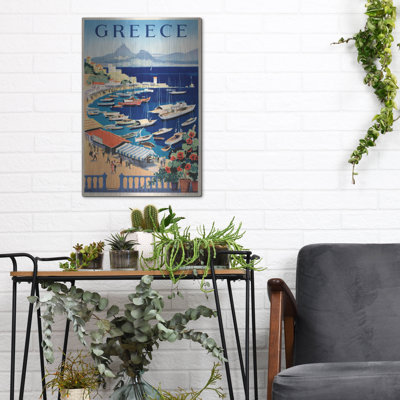 Breakwater Bay 'Greece Bay' by Vintage Posters, Metal Wall Art