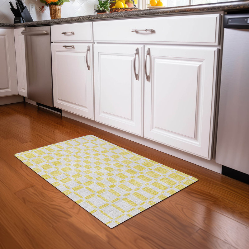 Premium Machine Washable Prisco Yellow Rug, Rectangle 1'8" x 2'6"