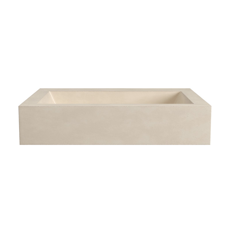 Natoma 24" Wall-Mounted Concrete Rectangular Bathroom Sink, Sand, No Faucet Hole