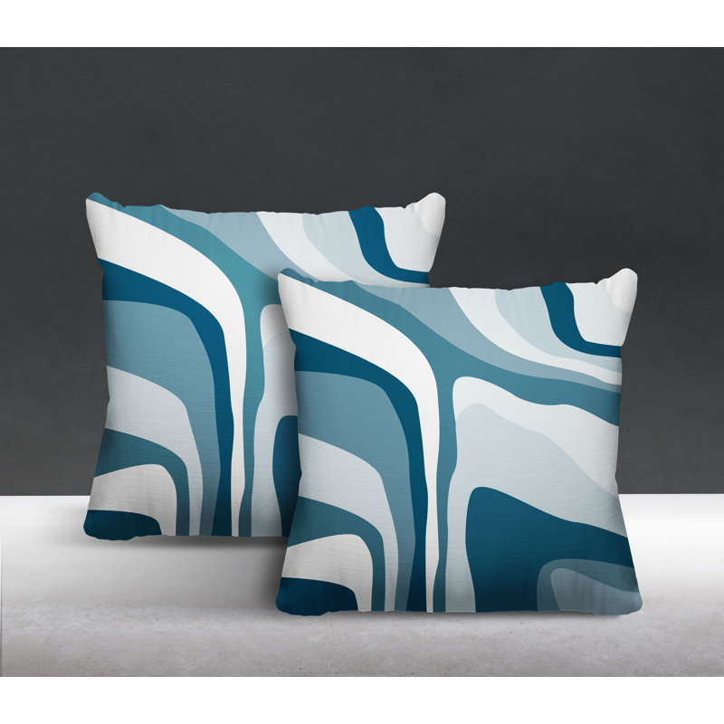 Coussin décoratif carré intérieur / extérieur Clickett, L 17 po x H 17 po, Turquoise