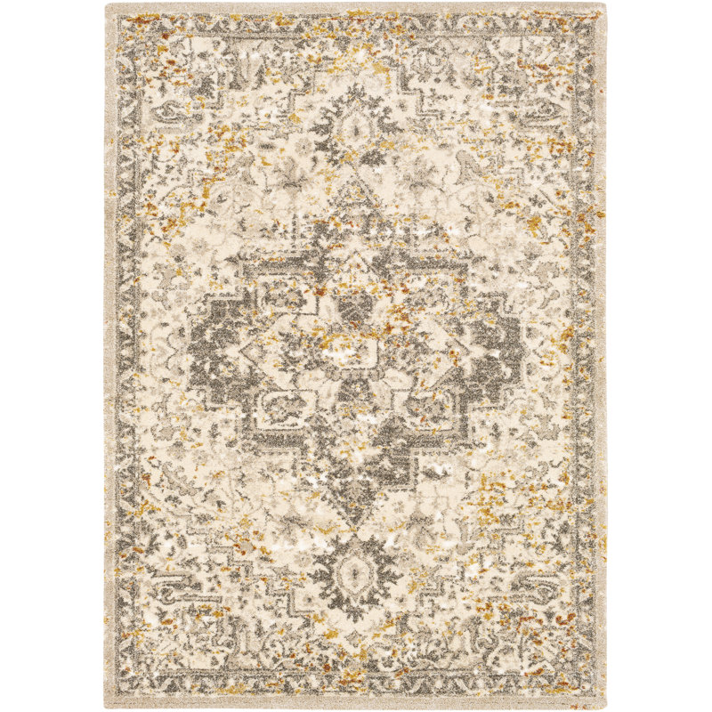 Tapis beige / safran de style sud-ouest Hodder, Rectangle 2 pi x 3 pi