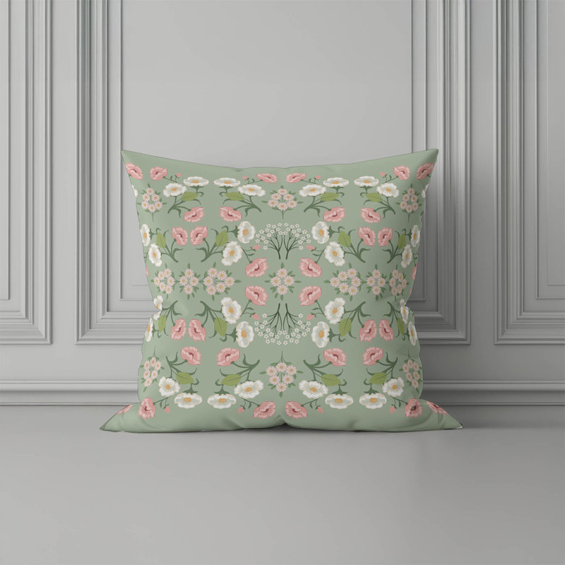 May flowers Indoor Throw Pillow, Square 20", Sage