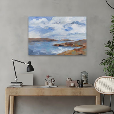 Îles, paysage côtier bleu, blanc, nuage brun