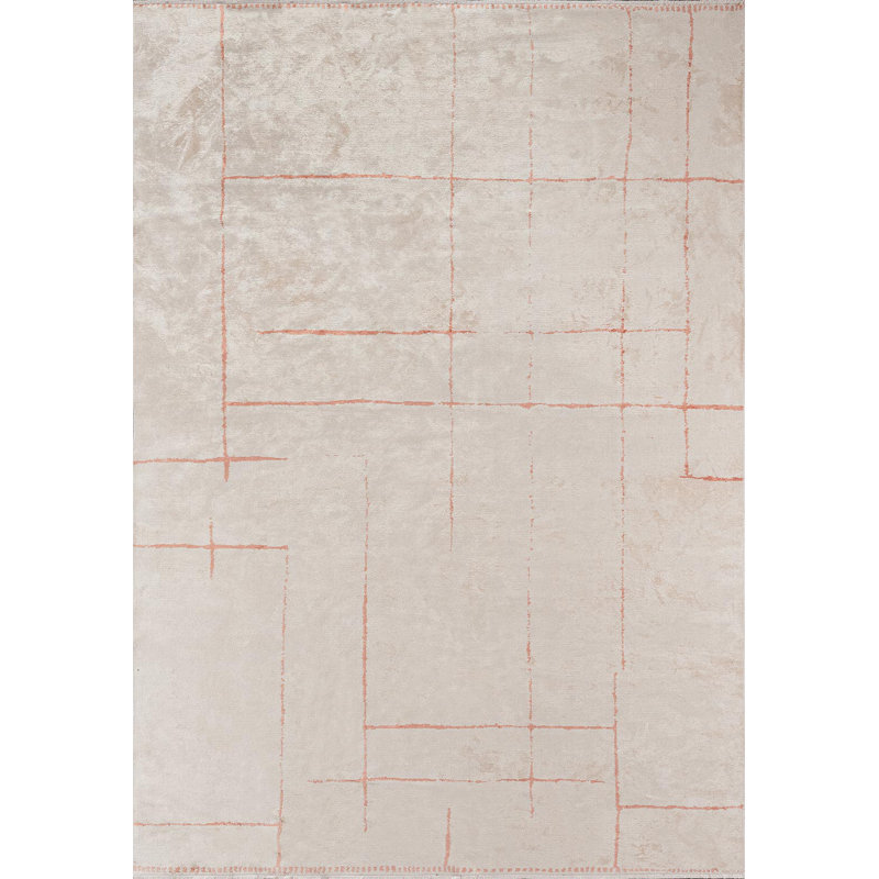 Benafield Abstract Hand Loom Indoor / Outdoor Area Rug, Rectangle 6'7" x 9'10"