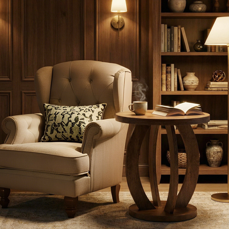 16.7" Round End Table, Side Table for Sofa