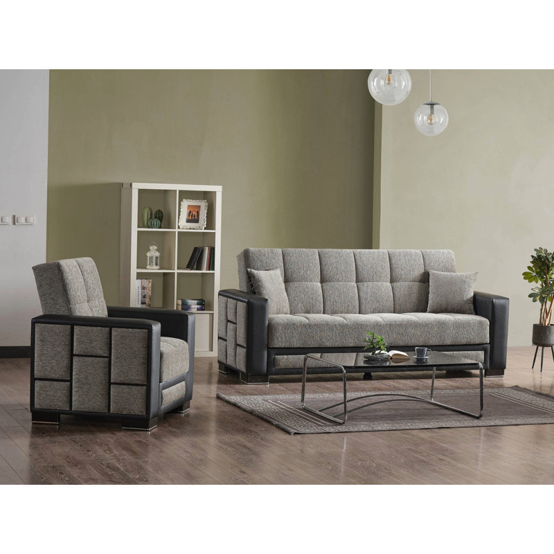 Fauteuil convertible Nettleton avec rangement, fauteuil d'appoint pour salon, appartement, bureau, Gris chenille
