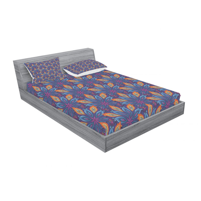 Microfiber Floral Sheet Set, Queen Sheet Set with Fitted Sheet