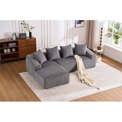Canapé polyvalent en velours côtelé avec chaise longue et coussins pour la maison