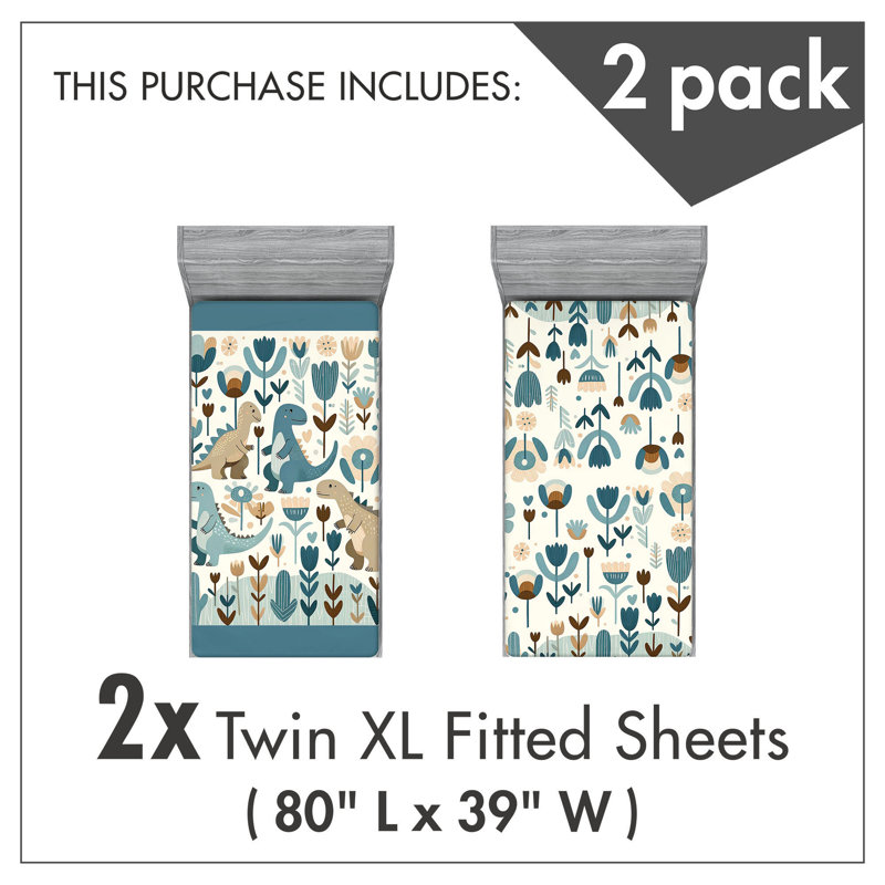 Microfiber Dinosaur Fitted Sheet, Twin Extra Long Fitted Sheet