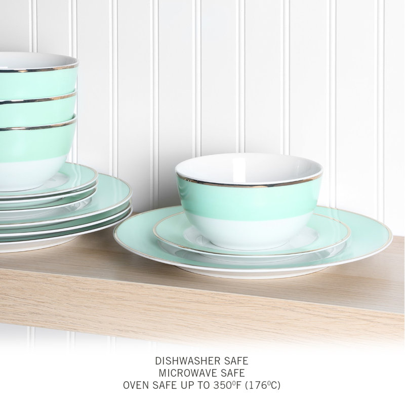 Coastal Blue and White Porcelain Dinnerware Set, Service for 4