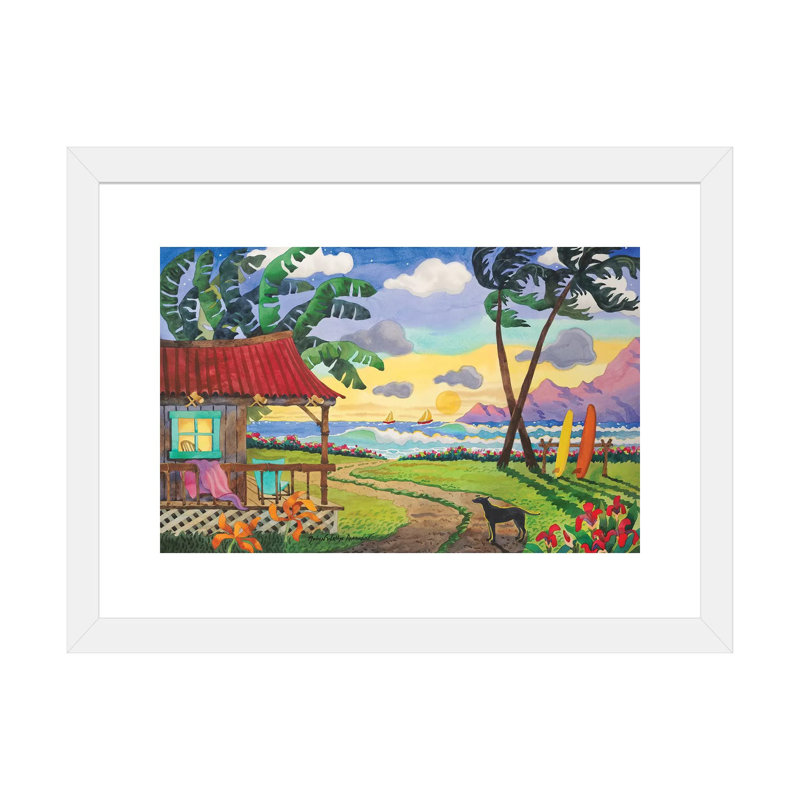 Coucher de soleil au paradis par Robin Wethe Altman - reproduction d'art, H 24 po x l 32 po x P 1 po, Papier encadré blanc