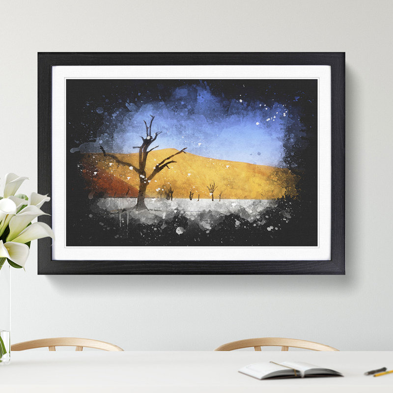 Trees in the Namibia Desert - Picture Frame Graphic Art, Black, 65cm H x 90cm W x 2cm D