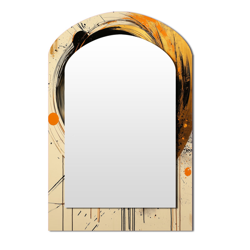 Orange orange The Art of Cicles Chaos - miroir mural orange moderne, 43 po x 33 po