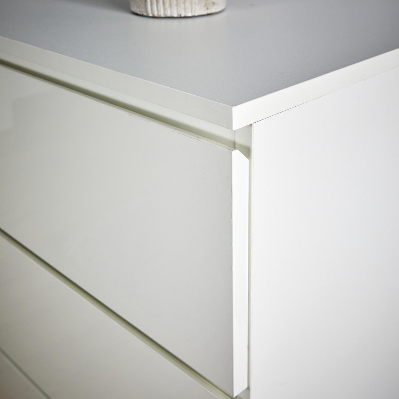 Rishin 6 Drawer  High Gloss Chest Storage Unit, White