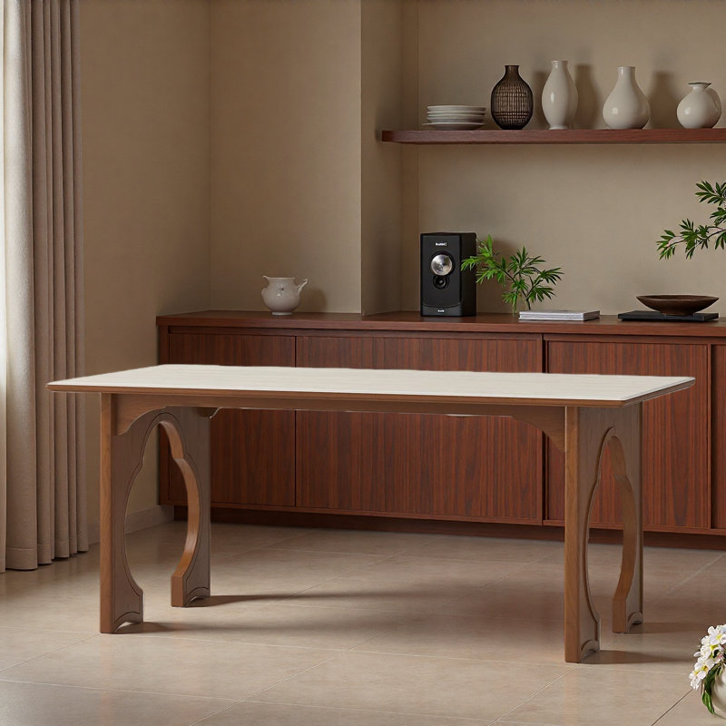 Table de salle à manger en ardoise, Brun, H 29,53 po x L 62,99 po x l 35,43 po