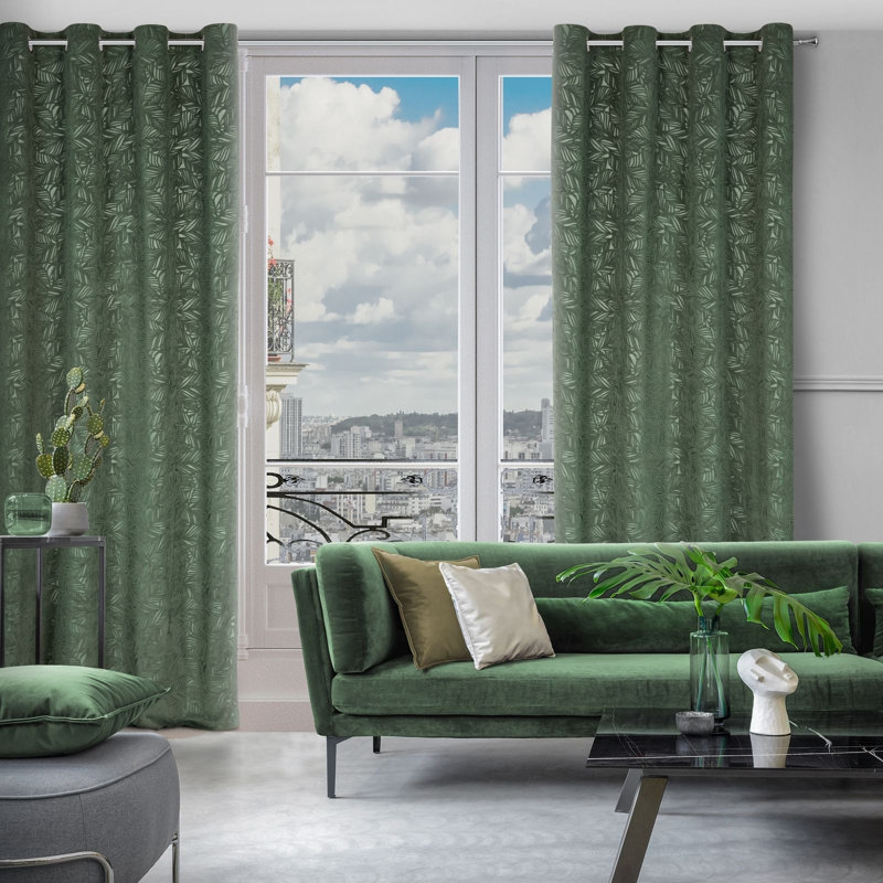 Abinash Blackout Curtains Single Panel, Dark Mint