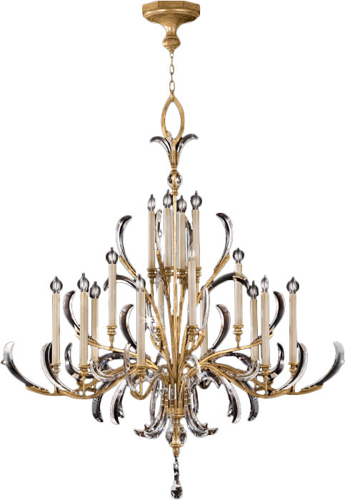Beveled Arcs 16 - Light Chandelier, Gold Leaf