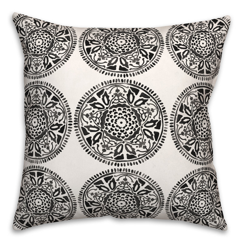 Housse et insert de coussin extérieur d'extérieur, Noir / blanc